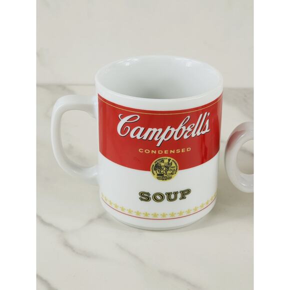 Campbell's Soup Cup Coffee Mug Teacup 10oz 8oz Porcelain 2000 Kids x2 Vintage - Picture 2 of 16